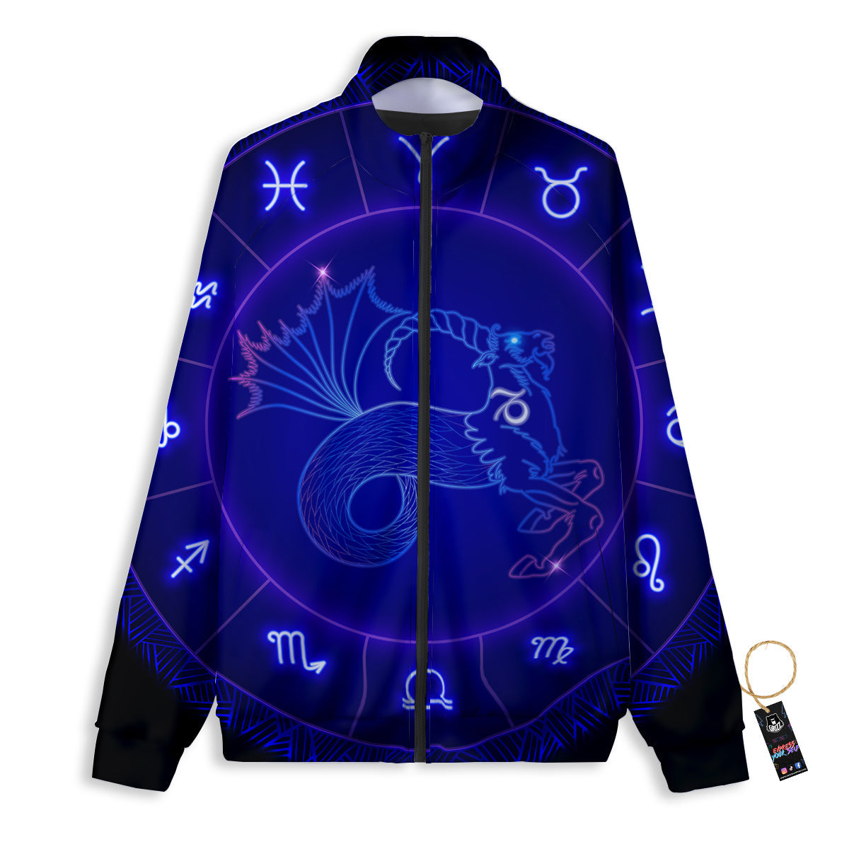 Zodiac Sign Dark Capricorn Print Track Jacket-grizzshop