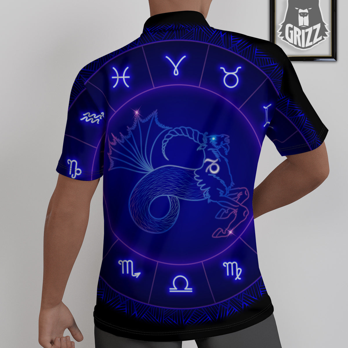 Zodiac Sign Dark Capricorn Print Untucked Shirts-grizzshop