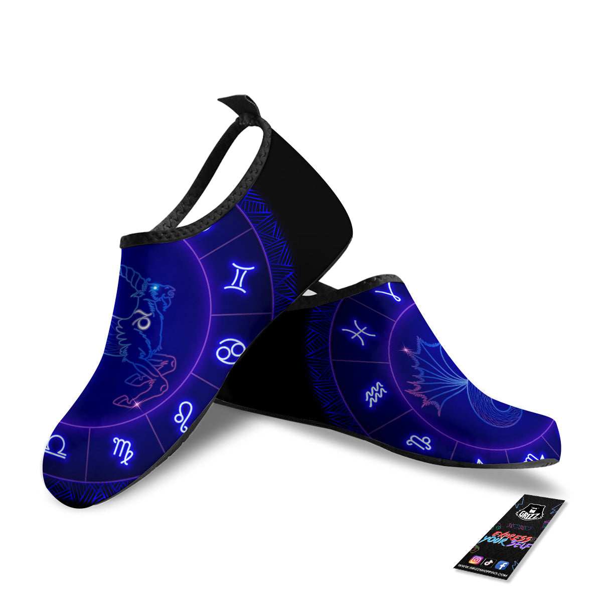 Zodiac Sign Dark Capricorn Print Water Shoes-grizzshop