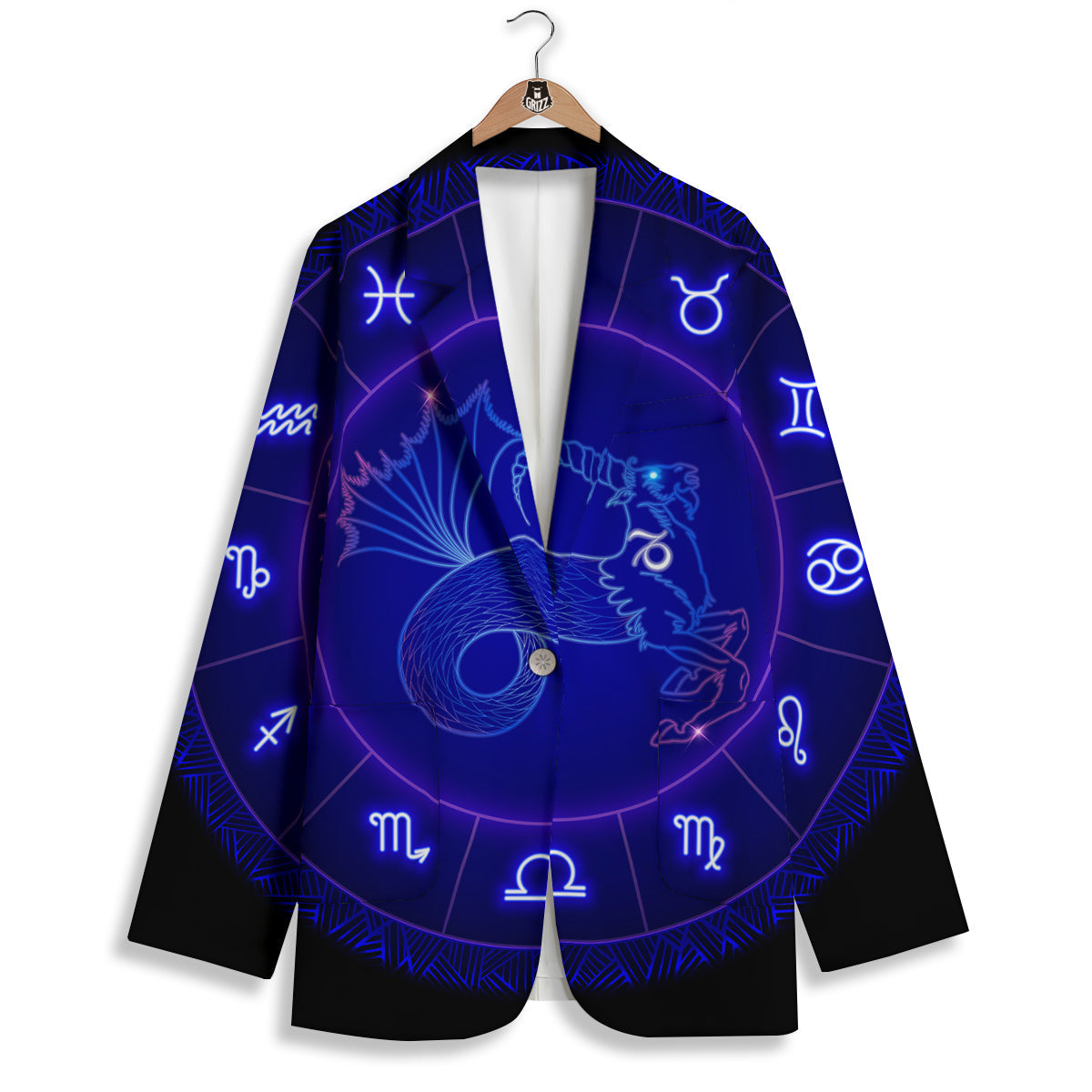 Zodiac Sign Dark Capricorn Print Women's Blazer-grizzshop