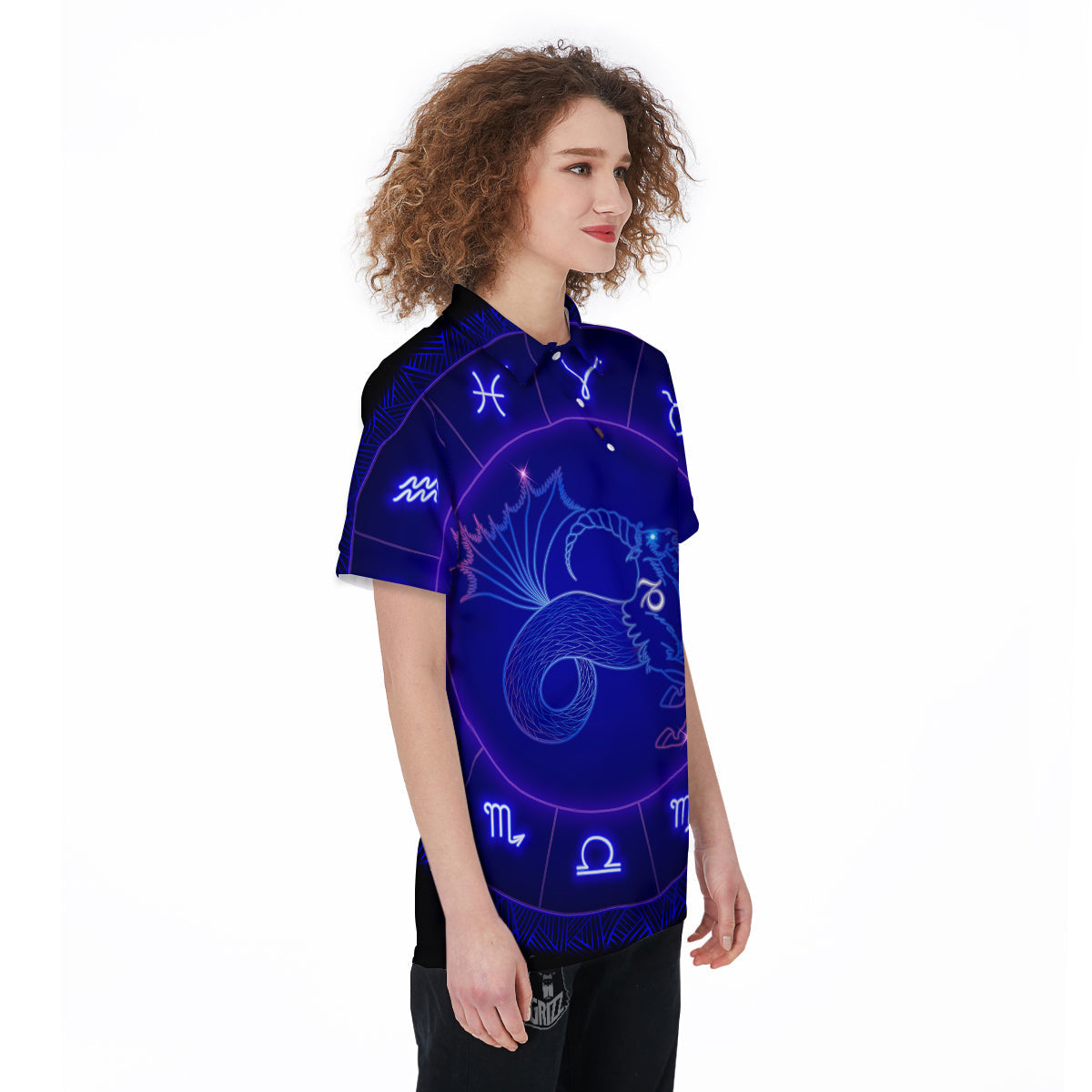 Zodiac Sign Dark Capricorn Print Women's Golf Shirts-grizzshop