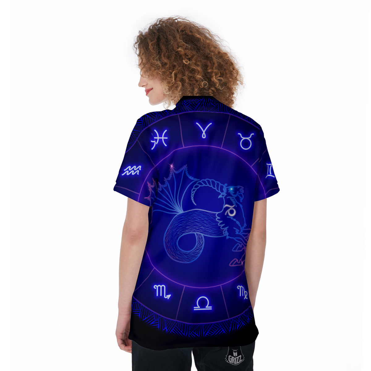 Zodiac Sign Dark Capricorn Print Women's Golf Shirts-grizzshop