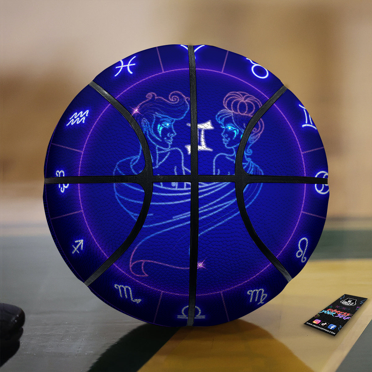 Zodiac Sign Dark Gemini Print Basketball-grizzshop