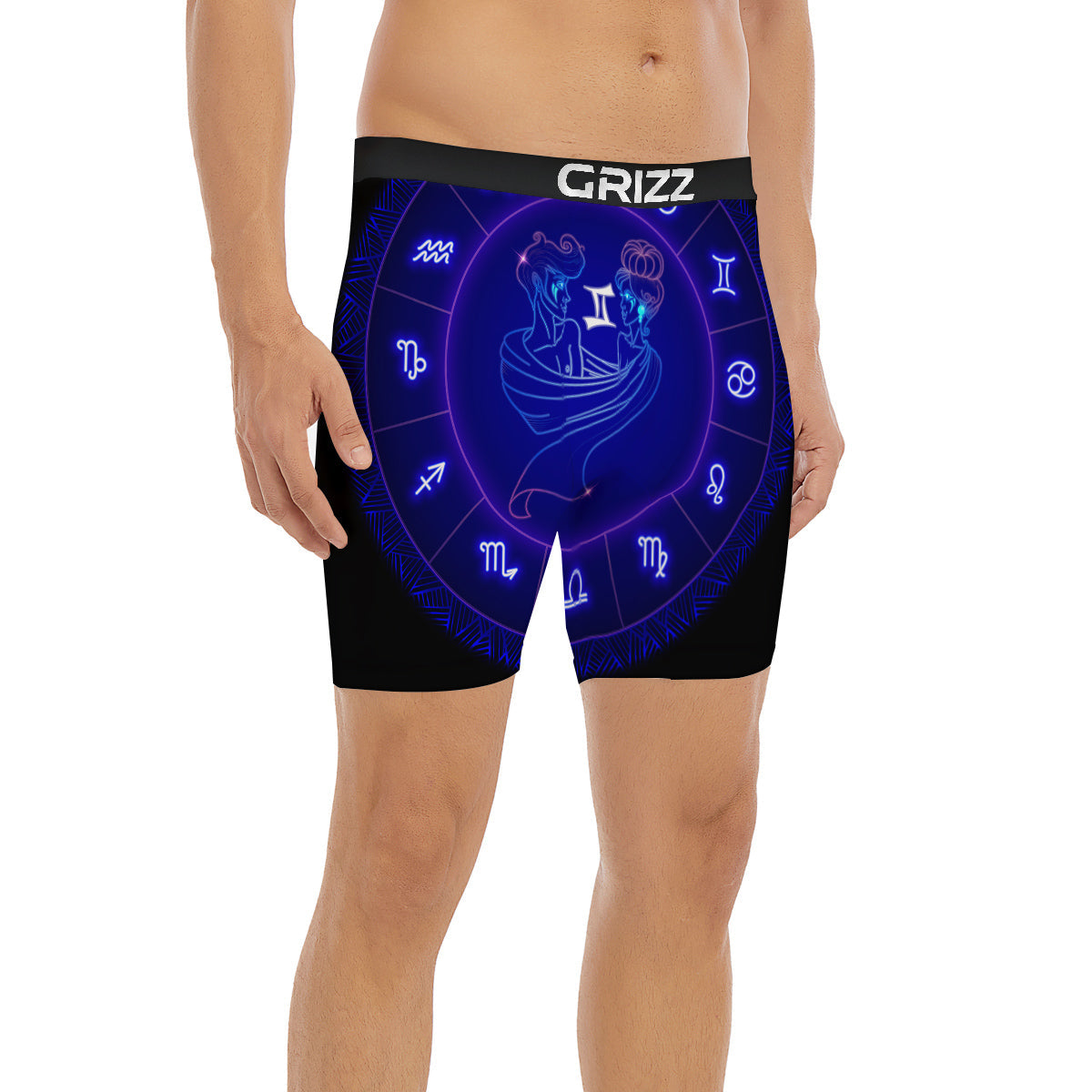 Zodiac Sign Dark Gemini Print Boxer Briefs-grizzshop