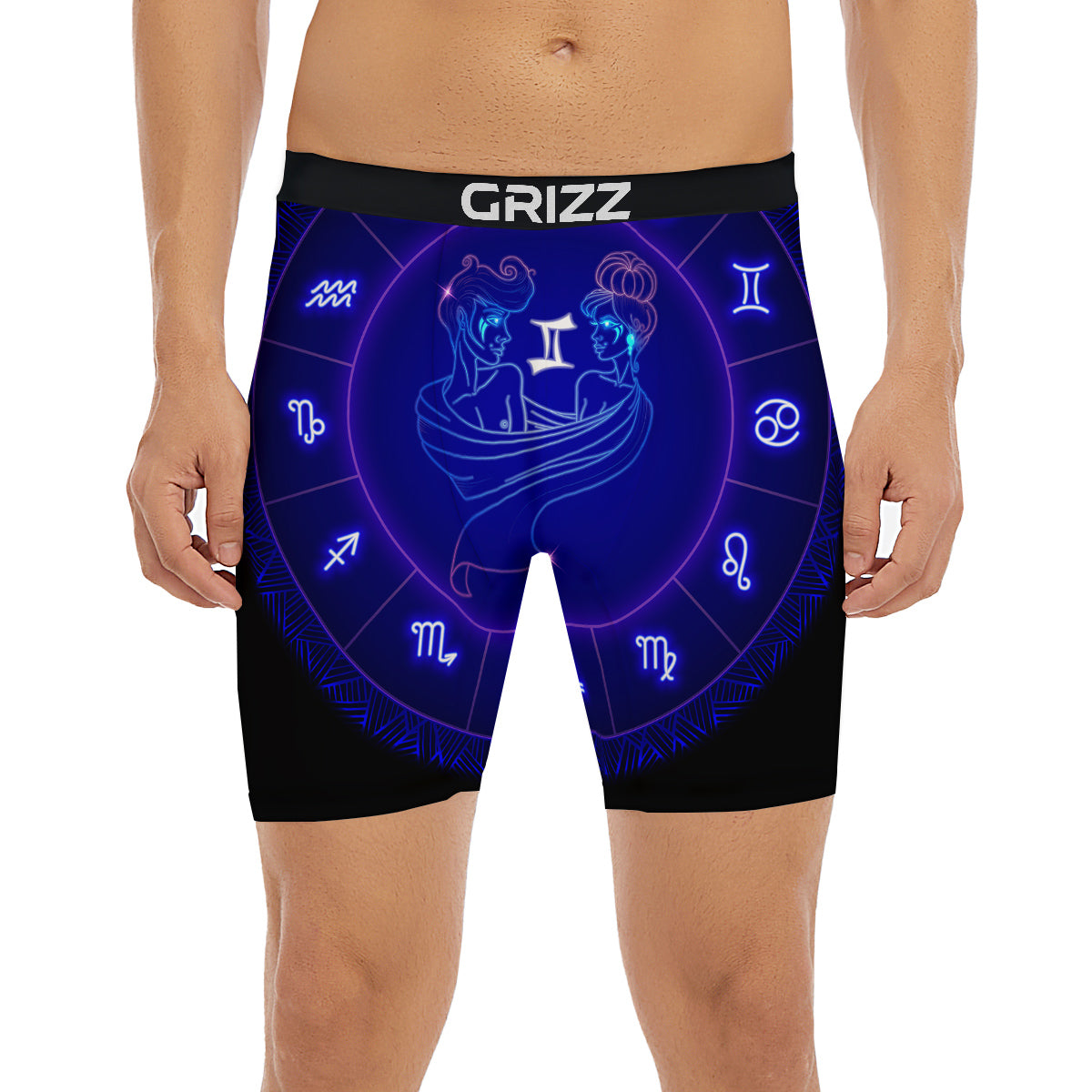 Zodiac Sign Dark Gemini Print Boxer Briefs-grizzshop
