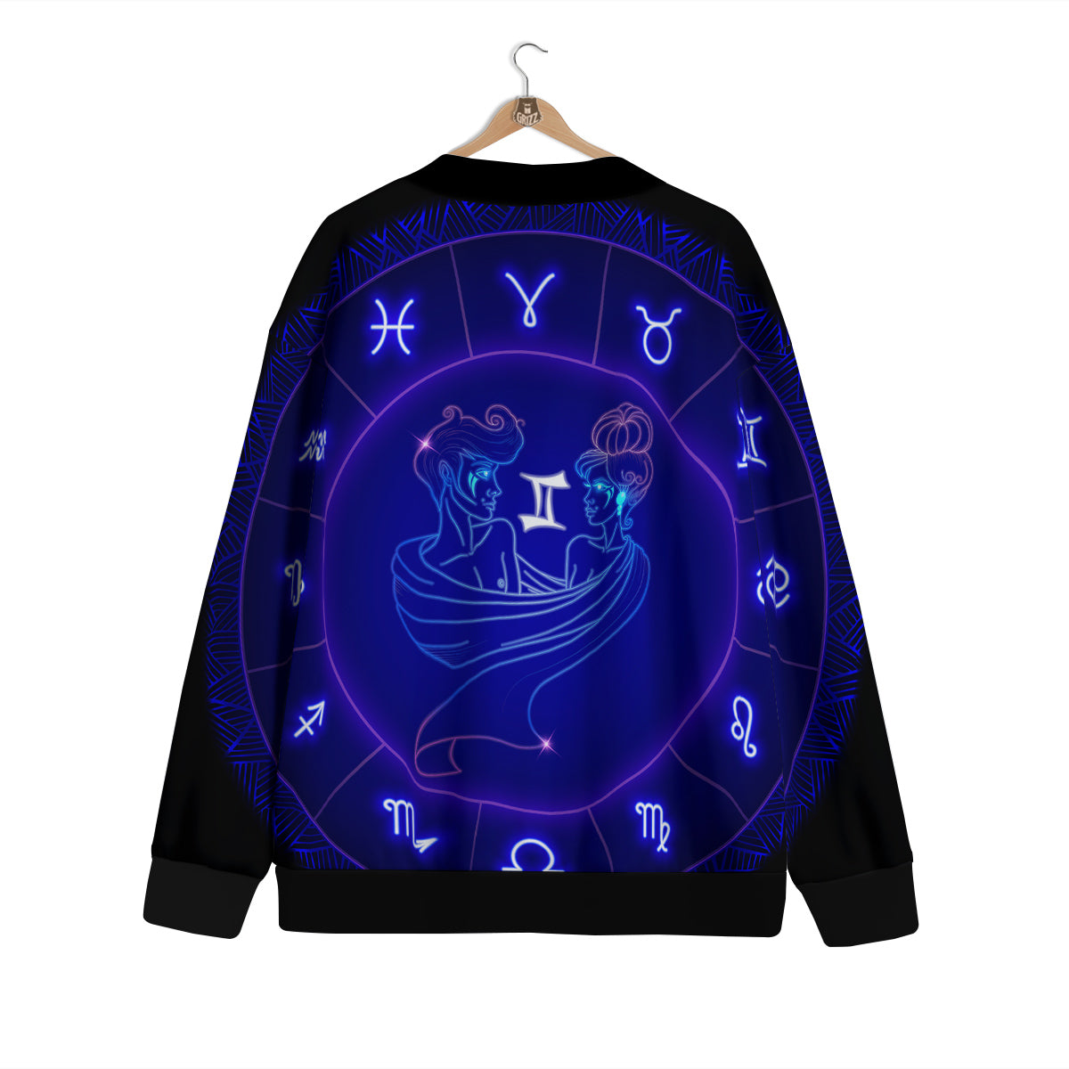 Zodiac Sign Dark Gemini Print Cardigan-grizzshop