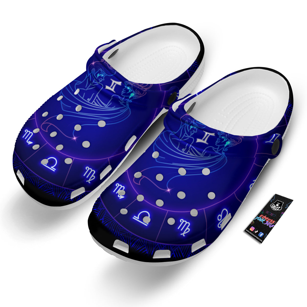 Zodiac Sign Dark Gemini Print Clog-grizzshop