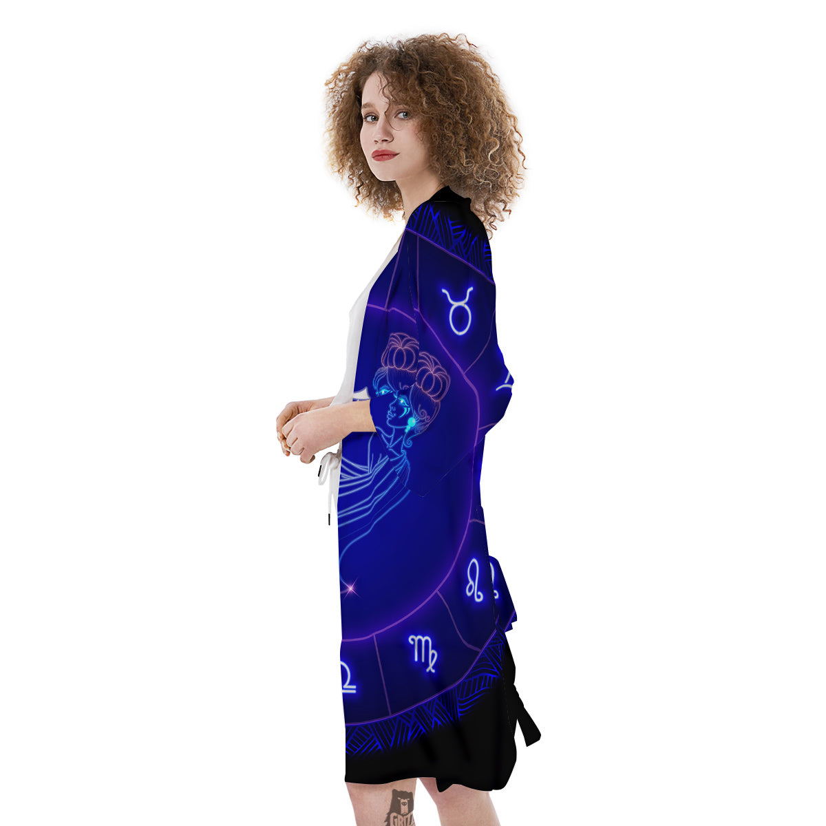 Zodiac Sign Dark Gemini Print Kimono-grizzshop