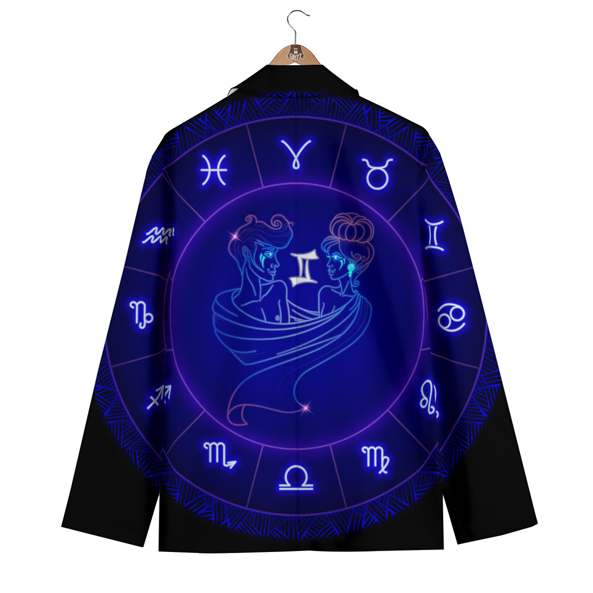 Zodiac Sign Dark Gemini Print Men's Blazer-grizzshop