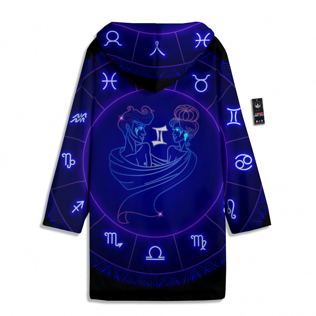 Zodiac Sign Dark Gemini Print Men's Windbreaker Jacket-grizzshop