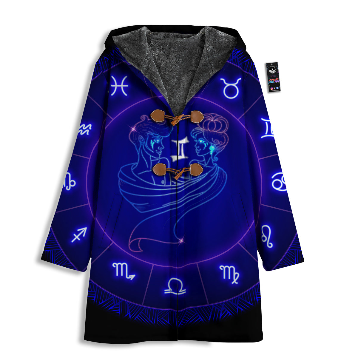 Zodiac Sign Dark Gemini Print Men's Windbreaker Jacket-grizzshop