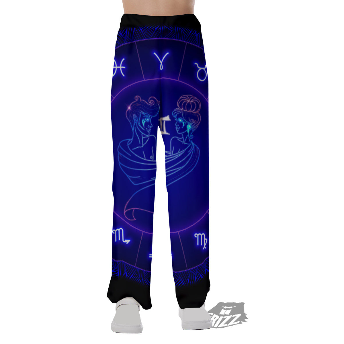 Zodiac Sign Dark Gemini Print Pajama Pants-grizzshop