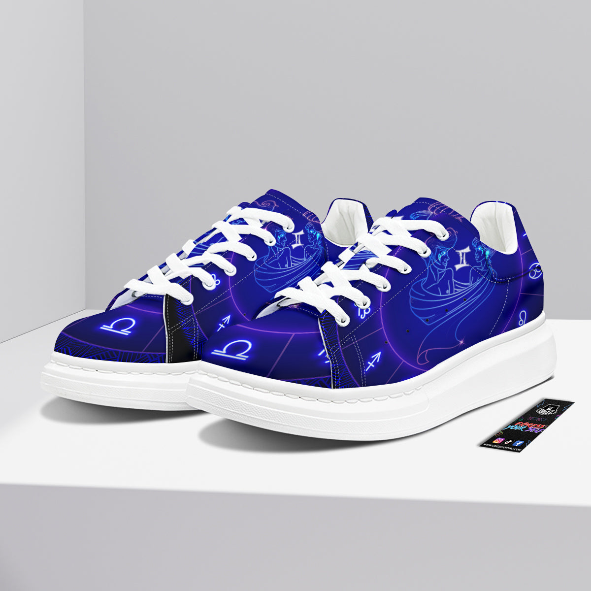 Zodiac Sign Dark Gemini Print Platform Shoes-grizzshop