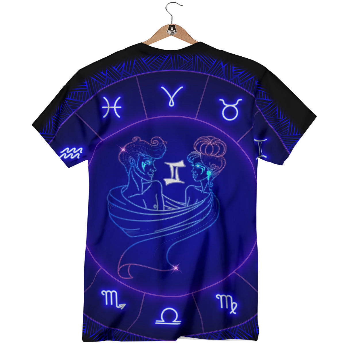 Zodiac Sign Dark Gemini Print T-Shirt-grizzshop