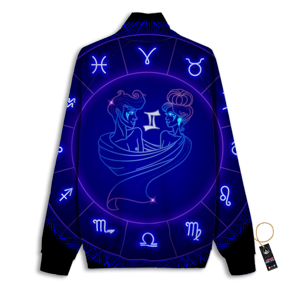 Zodiac Sign Dark Gemini Print Track Jacket-grizzshop