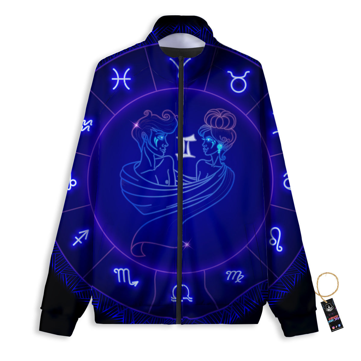 Zodiac Sign Dark Gemini Print Track Jacket-grizzshop