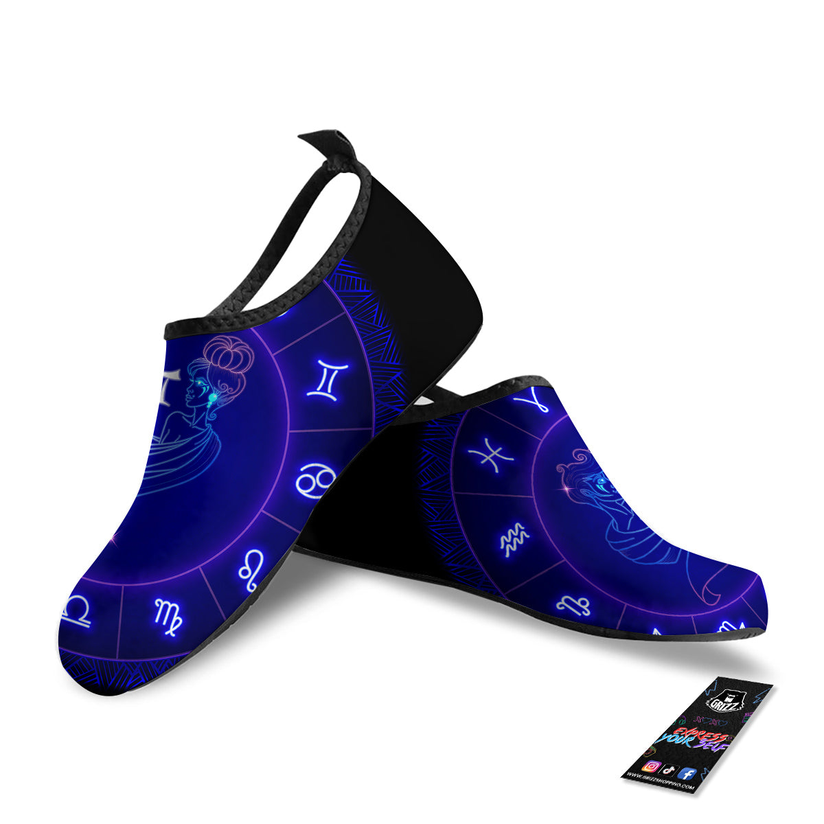 Zodiac Sign Dark Gemini Print Water Shoes-grizzshop