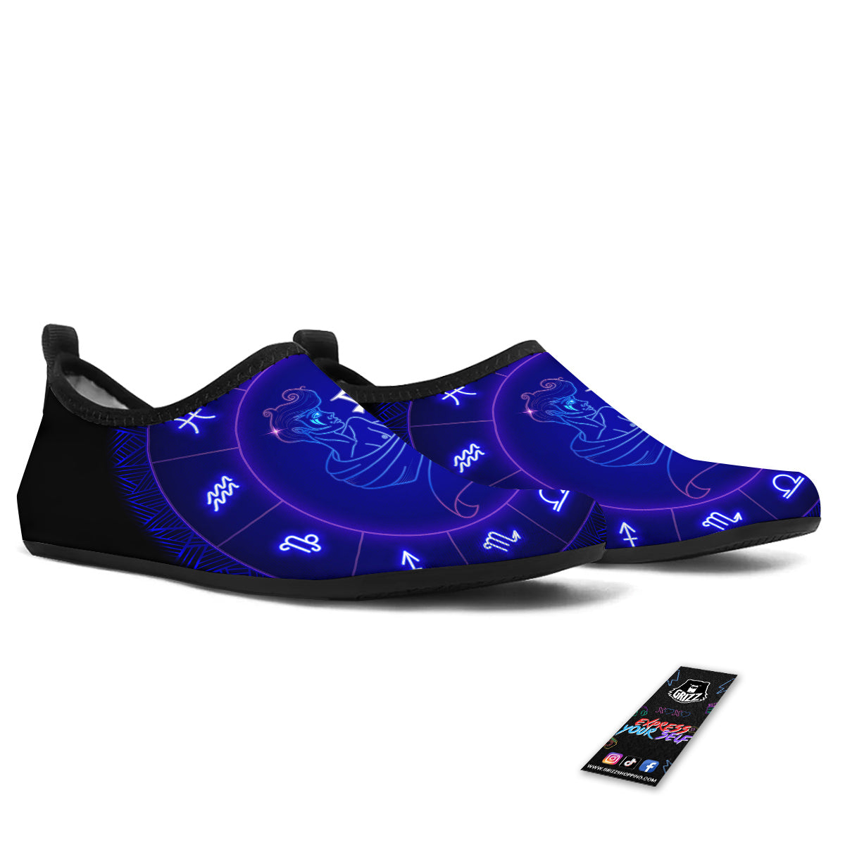 Zodiac Sign Dark Gemini Print Water Shoes-grizzshop