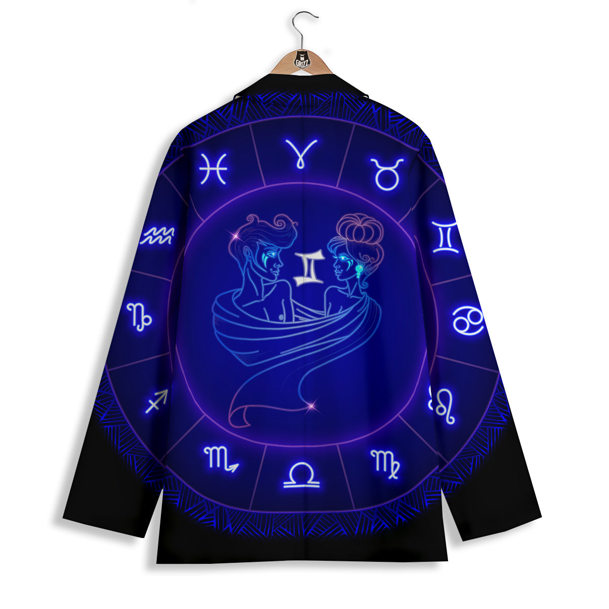 Zodiac Sign Dark Gemini Print Women's Blazer-grizzshop