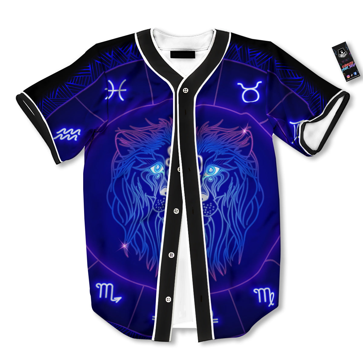 Zodiac Sign Dark Leo Print Baseball Jersey-grizzshop