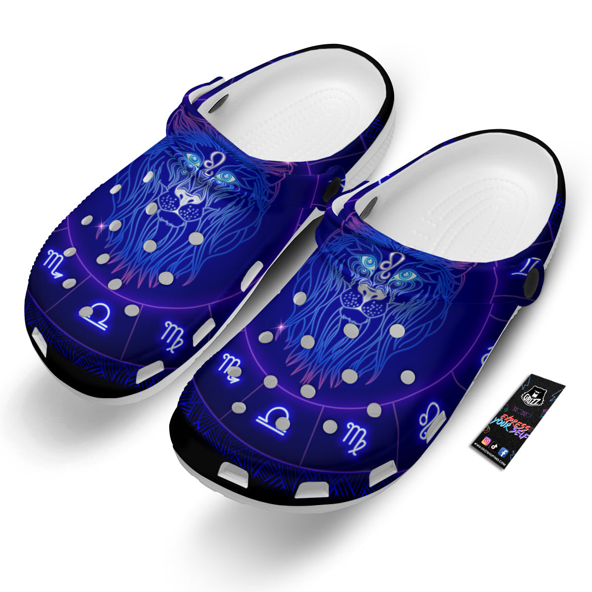Zodiac Sign Dark Leo Print Clog-grizzshop