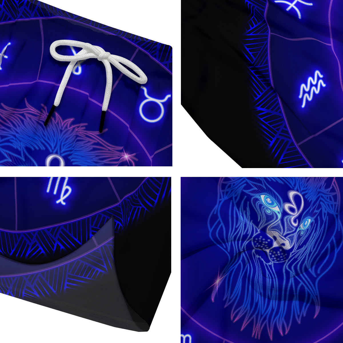 Zodiac Sign Dark Leo Print Men's Running Shorts-grizzshop