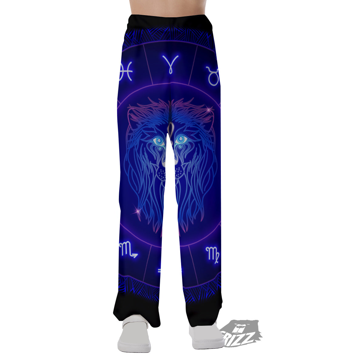 Zodiac Sign Dark Leo Print Pajama Pants-grizzshop