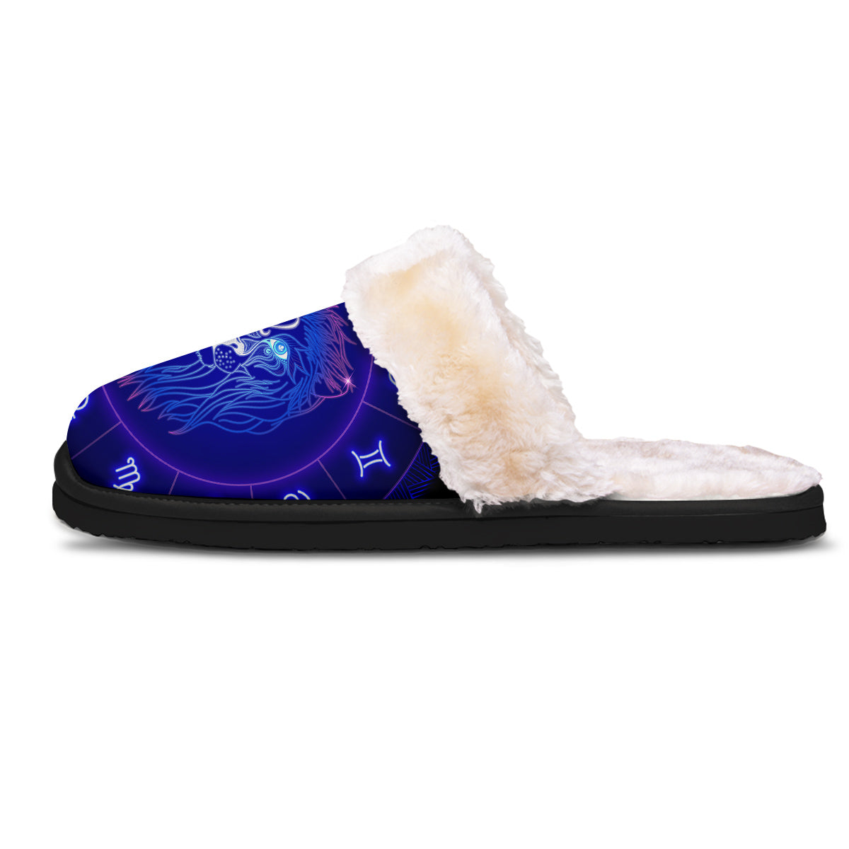 Zodiac Sign Dark Leo Print Slippers-grizzshop