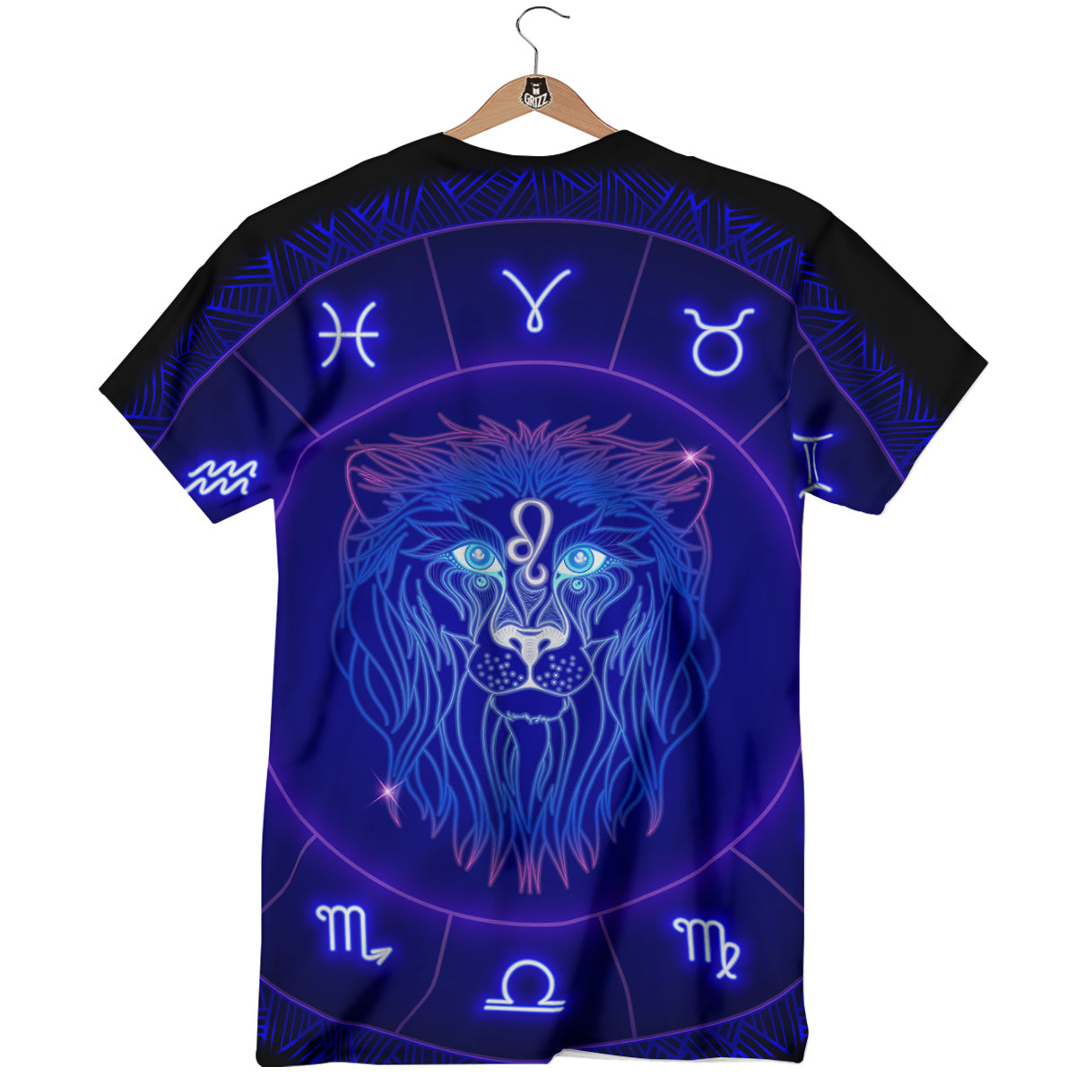 Zodiac Sign Dark Leo Print T-Shirt-grizzshop