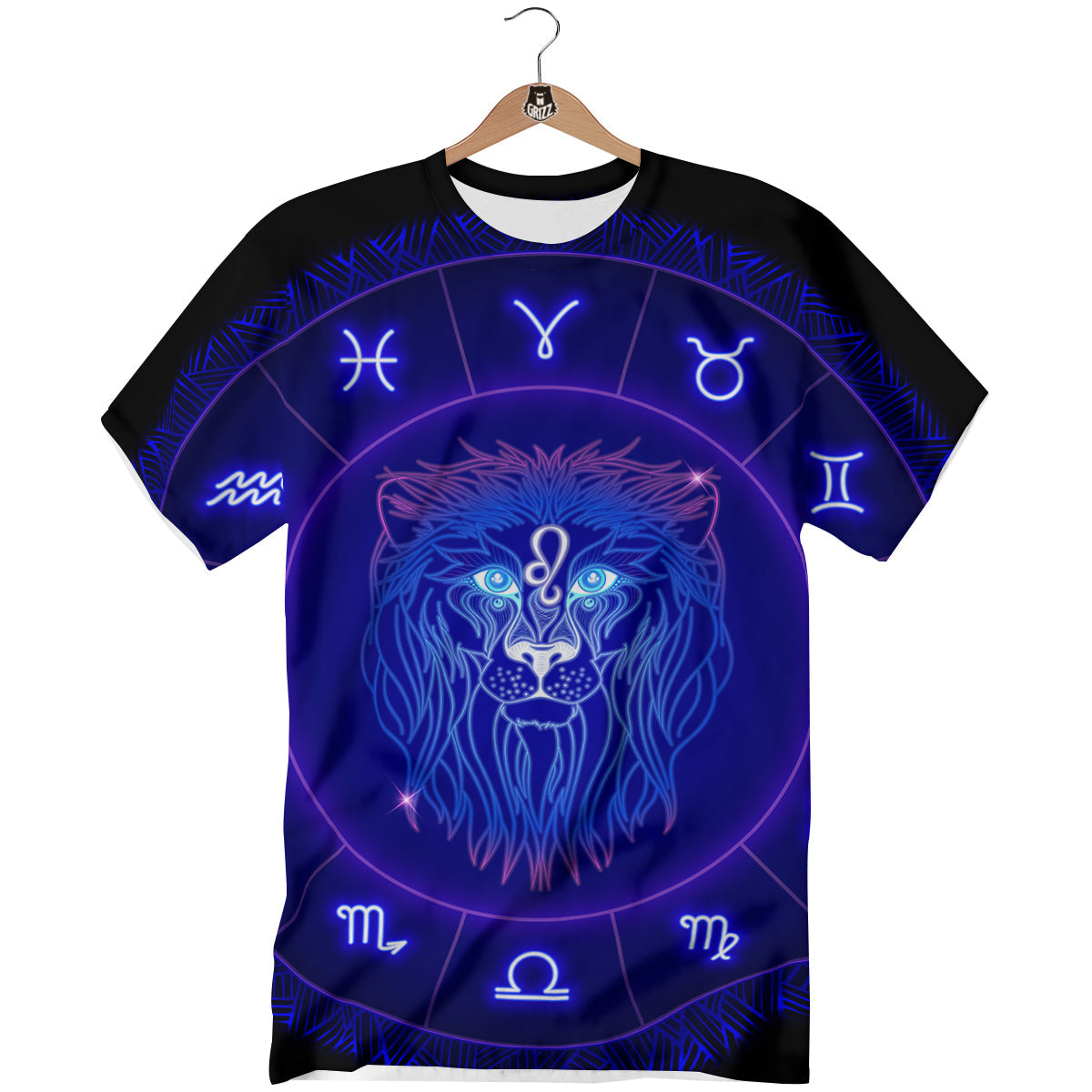Zodiac Sign Dark Leo Print T-Shirt-grizzshop