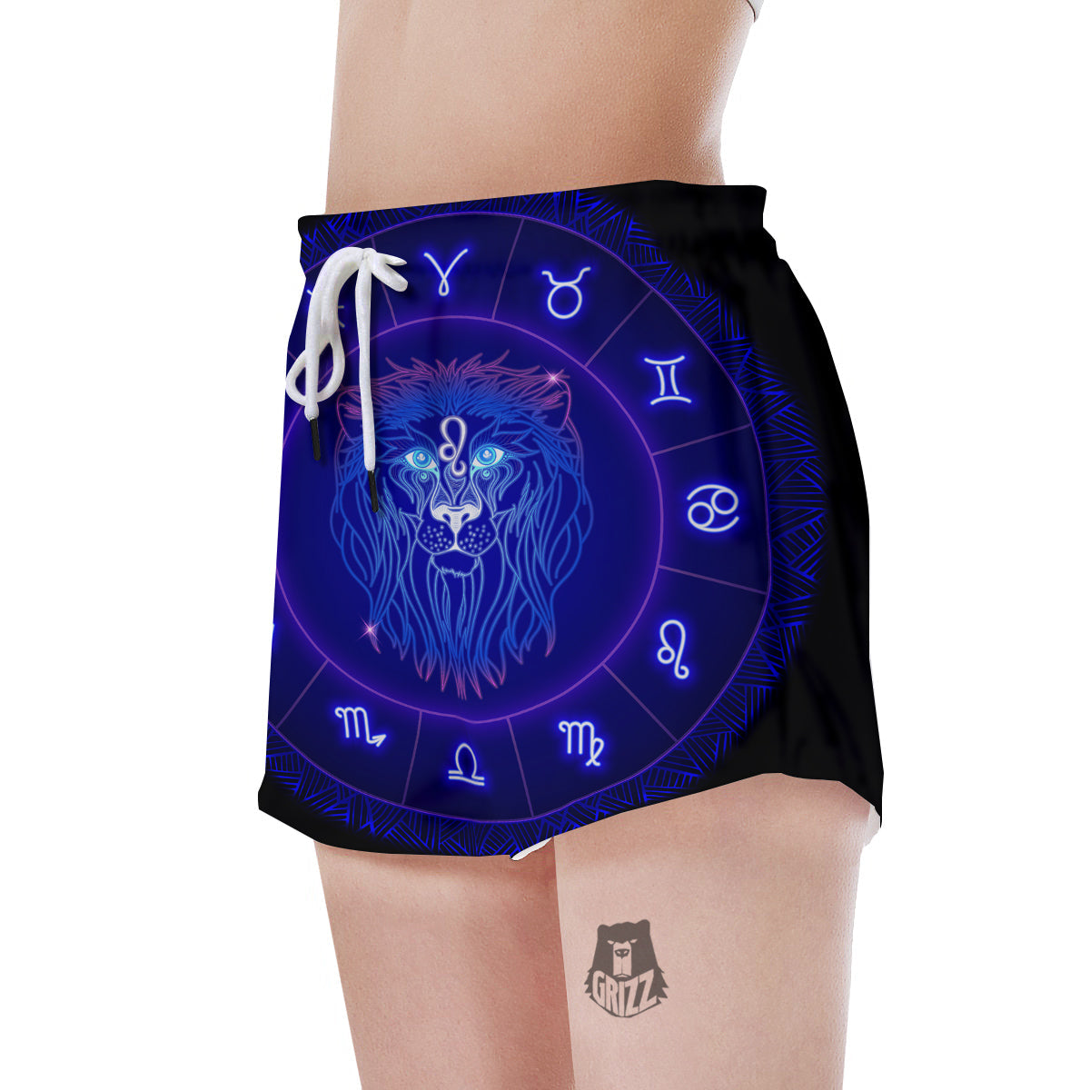 Zodiac Sign Dark Leo Print Women's Shorts-grizzshop