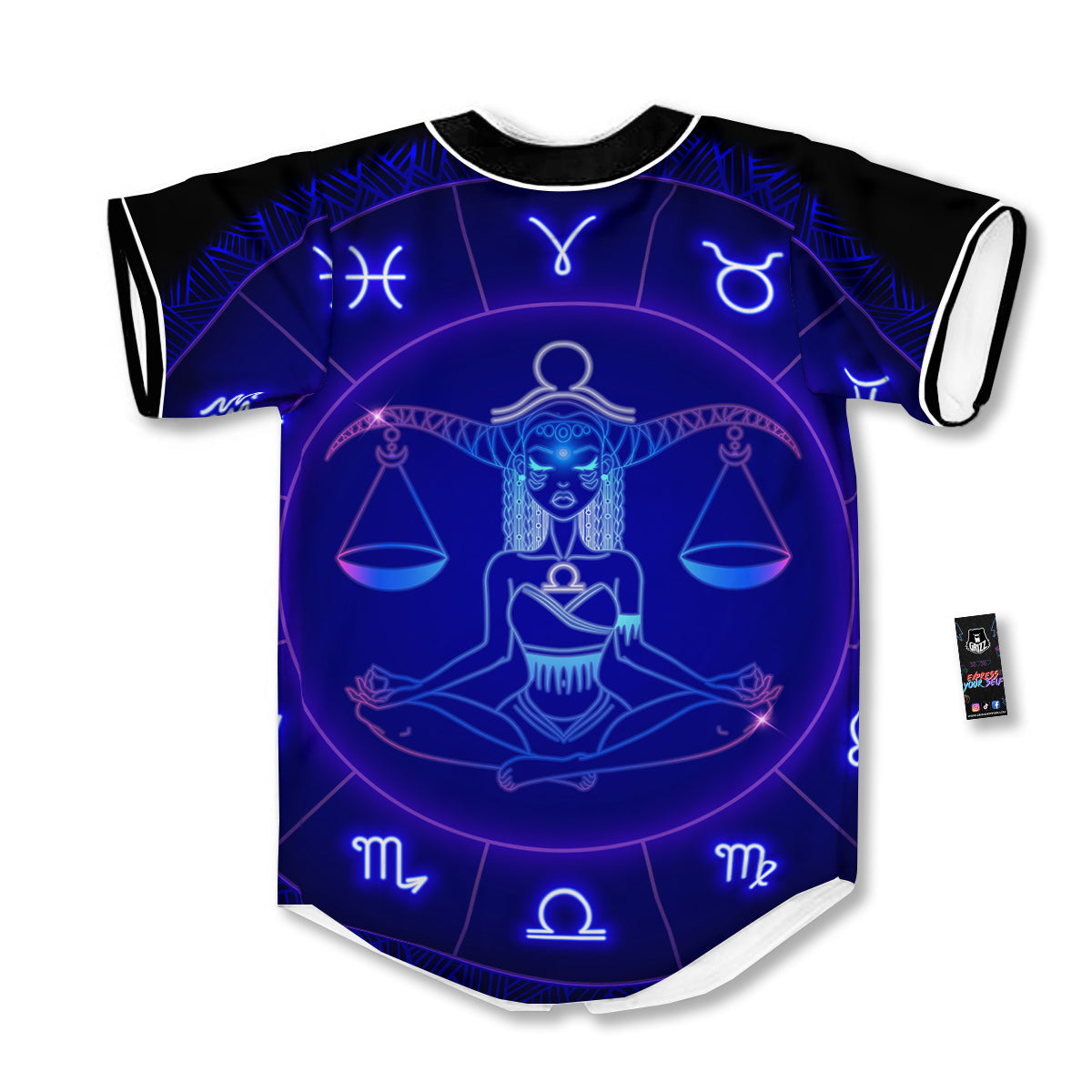 Zodiac Sign Dark Libra Print Baseball Jersey-grizzshop