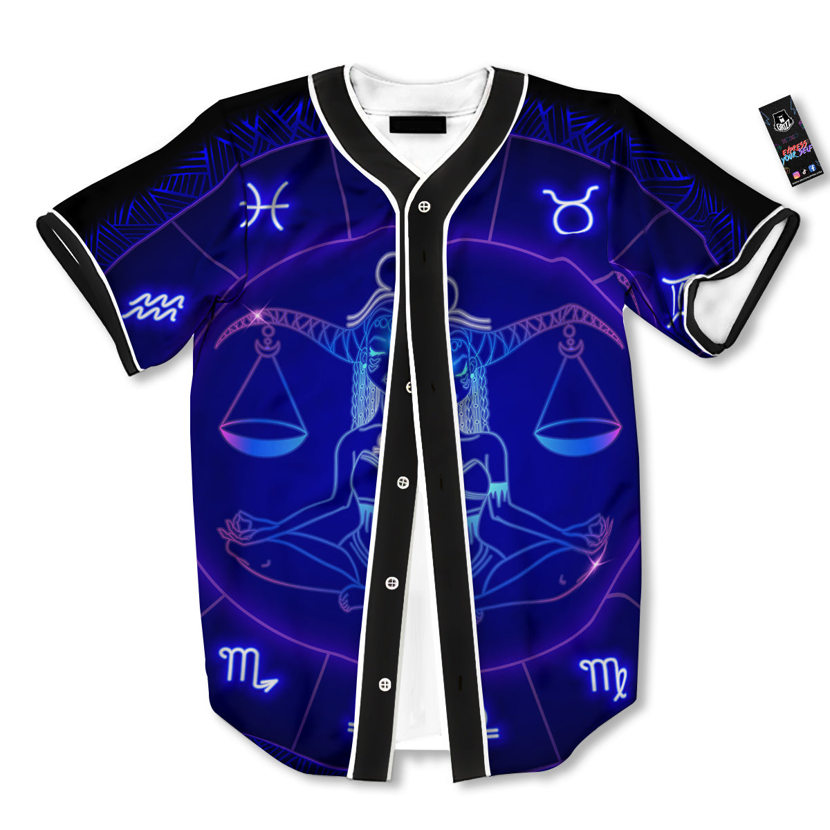 Zodiac Sign Dark Libra Print Baseball Jersey-grizzshop