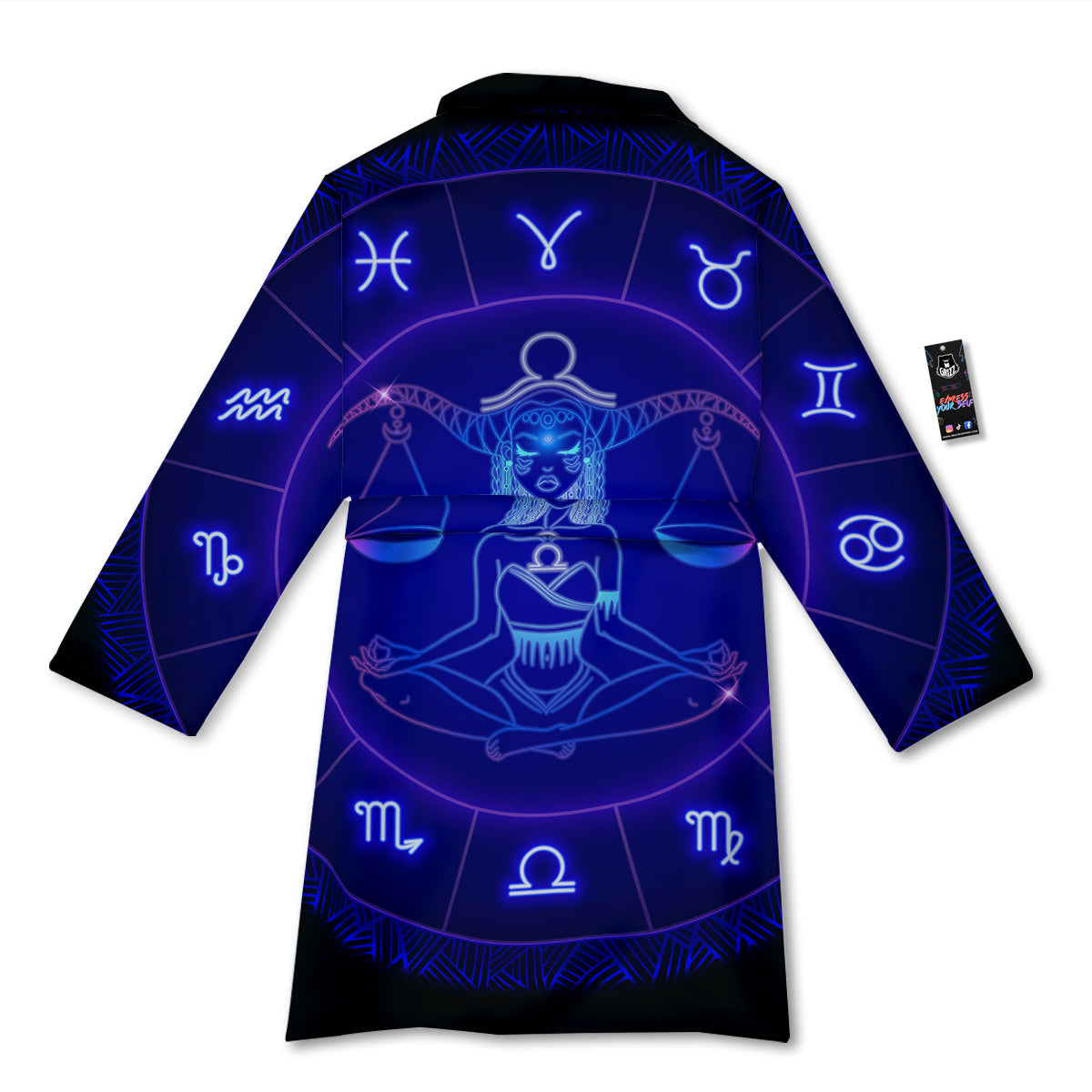 Zodiac Sign Dark Libra Print Bathrobe-grizzshop