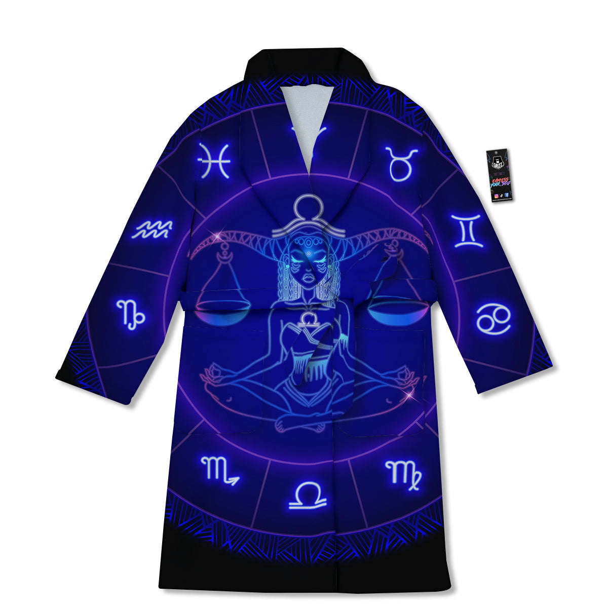 Zodiac Sign Dark Libra Print Bathrobe-grizzshop