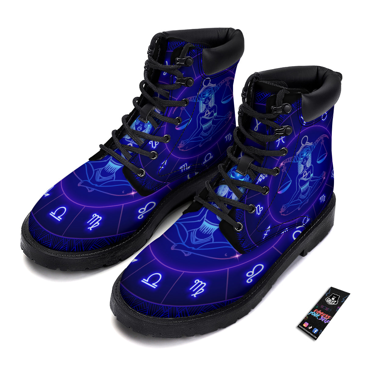 Zodiac Sign Dark Libra Print Boots-grizzshop