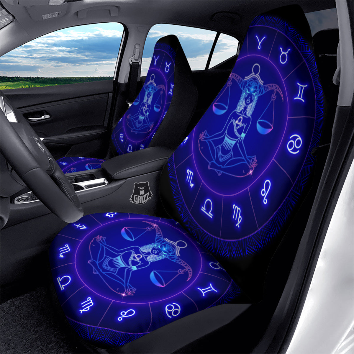 Zodiac Sign Dark Libra Print Car Seat Covers-grizzshop