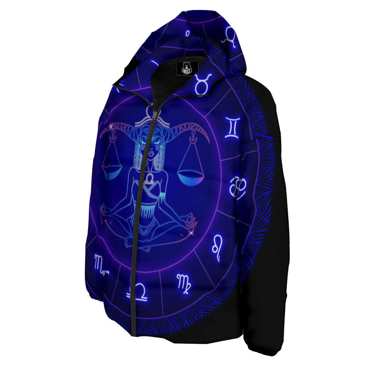 Zodiac Sign Dark Libra Print Down Jacket-grizzshop
