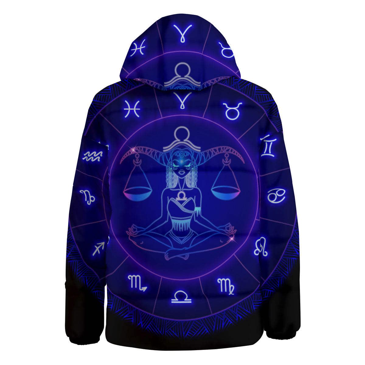Zodiac Sign Dark Libra Print Down Jacket-grizzshop