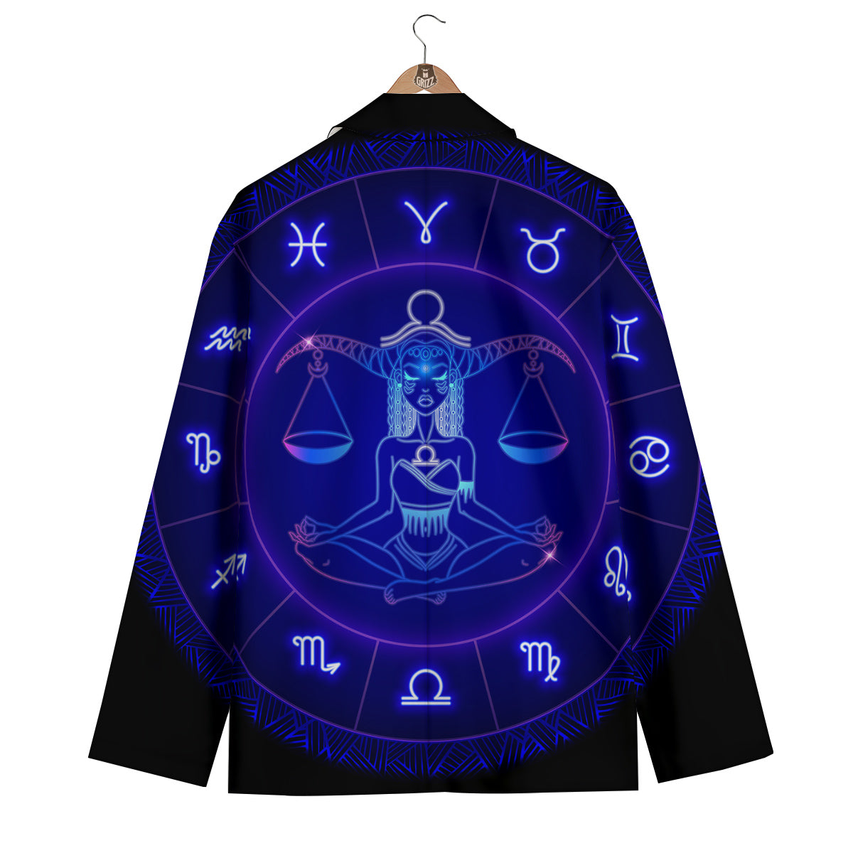 Zodiac Sign Dark Libra Print Men's Blazer-grizzshop