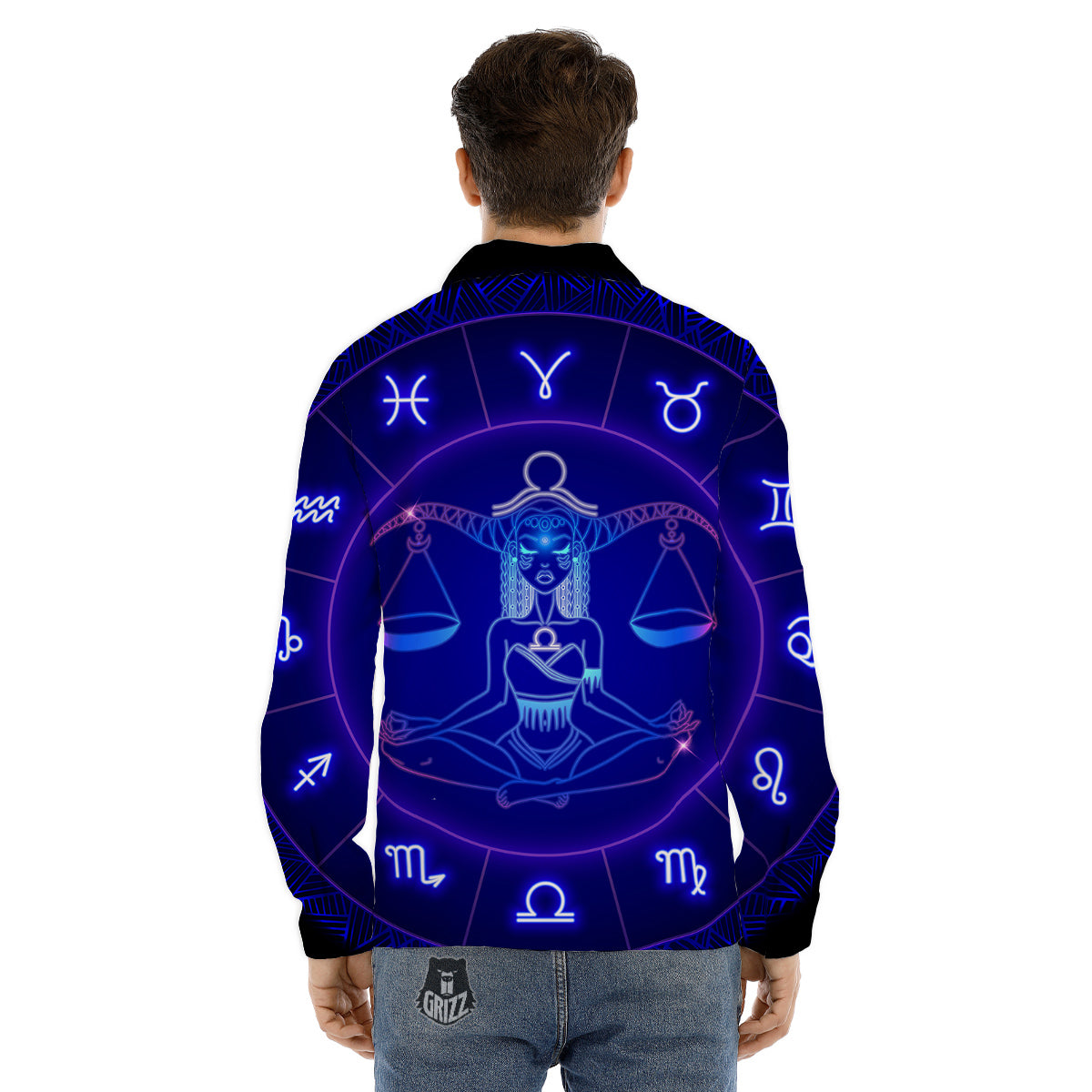 Zodiac Sign Dark Libra Print Men's Dress Shirts-grizzshop