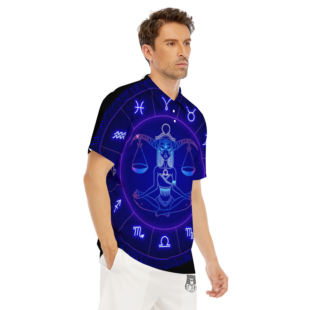 Zodiac Sign Dark Libra Print Men's Golf Shirts-grizzshop