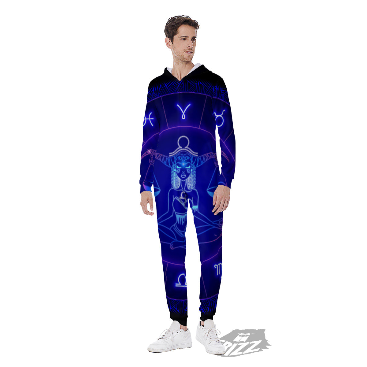 Zodiac Sign Dark Libra Print Men's Jumpsuit-grizzshop