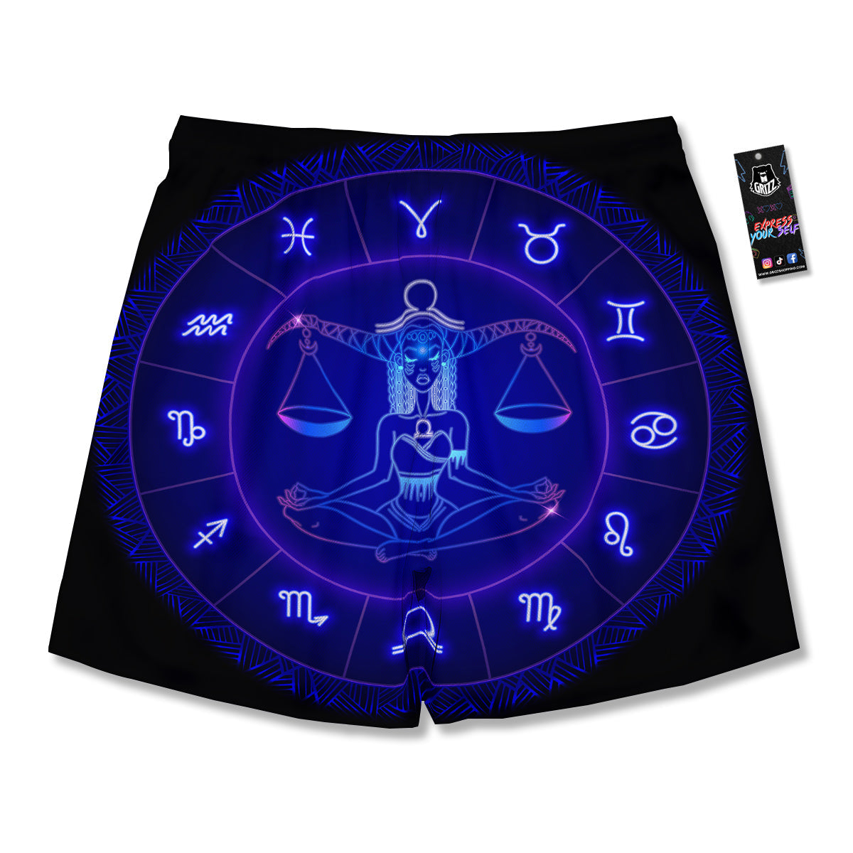 Zodiac Sign Dark Libra Print Men's Running Shorts-grizzshop