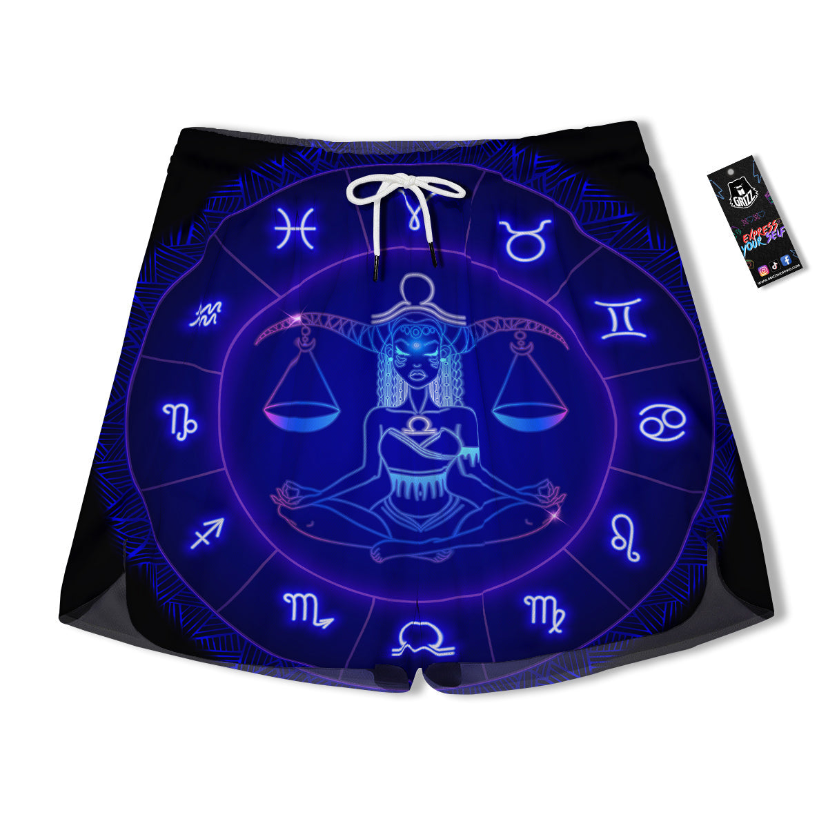 Zodiac Sign Dark Libra Print Men's Running Shorts-grizzshop