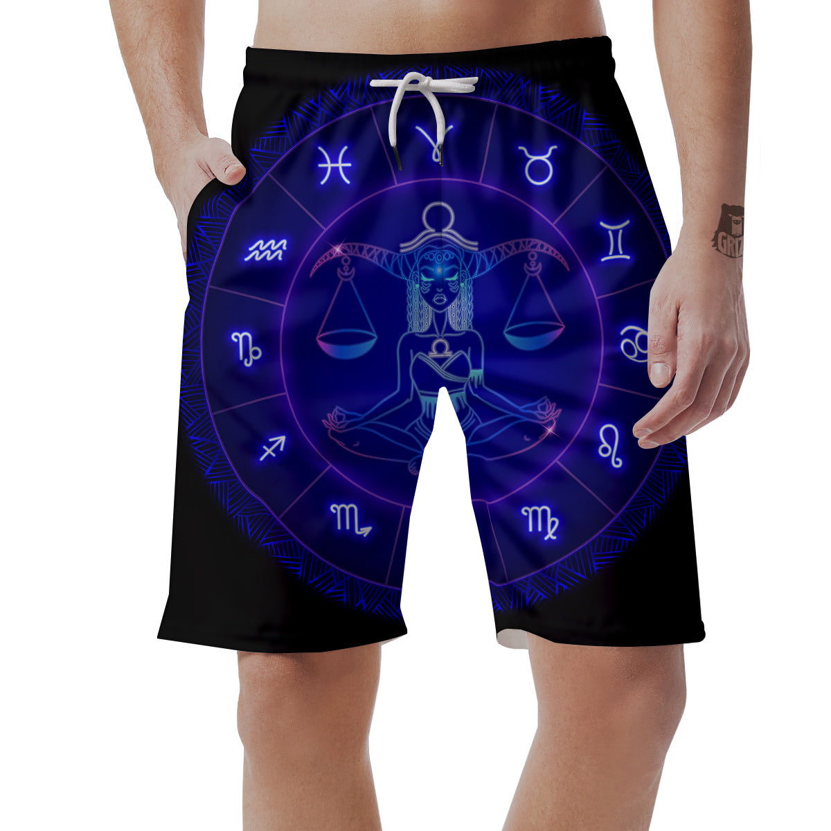 Zodiac Sign Dark Libra Print Men's Shorts-grizzshop