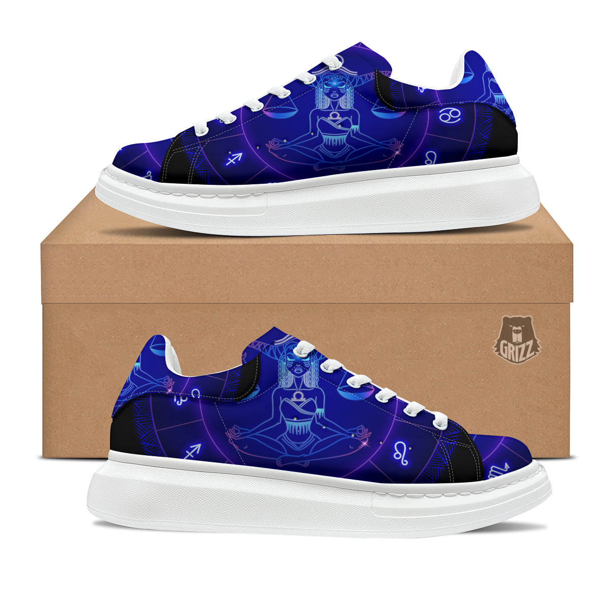 Zodiac Sign Dark Libra Print Platform Shoes-grizzshop