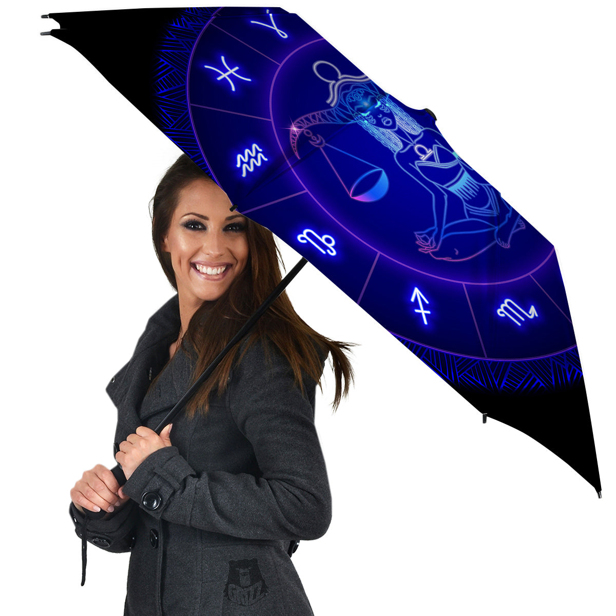 Zodiac Sign Dark Libra Print Umbrella-grizzshop