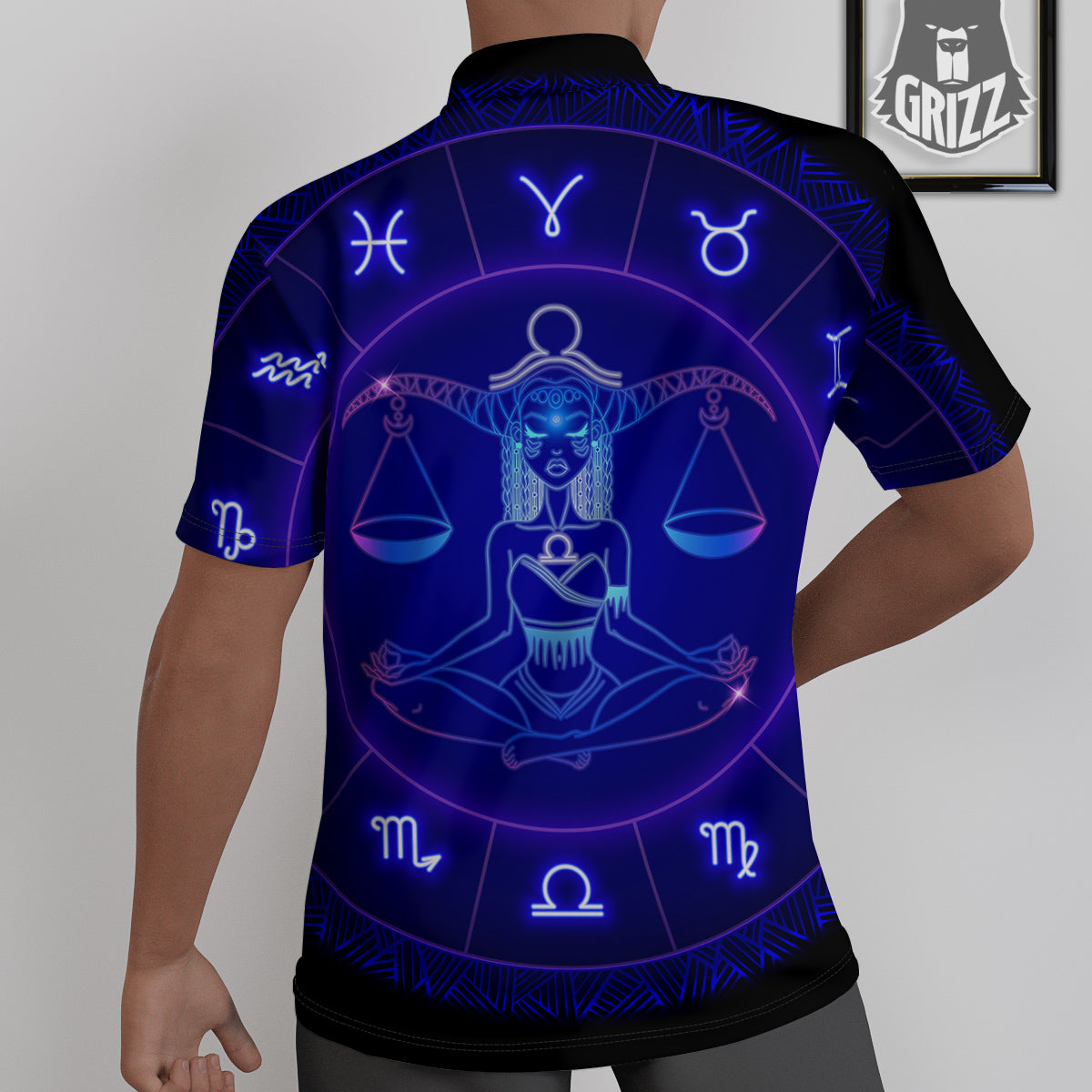 Zodiac Sign Dark Libra Print Untucked Shirts-grizzshop