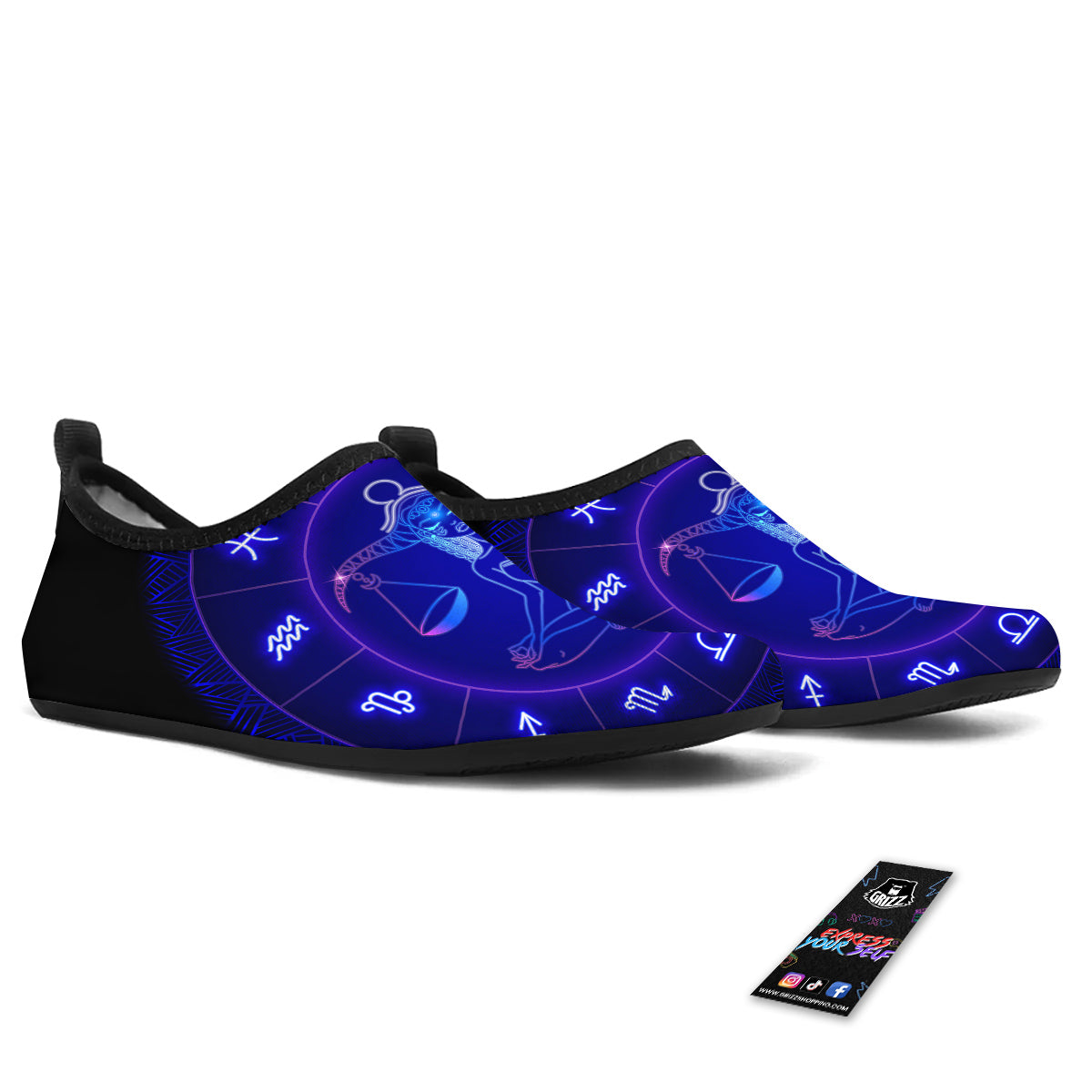 Zodiac Sign Dark Libra Print Water Shoes-grizzshop